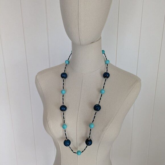 Vintage Turquoise and Blue Beaded Necklace - Something Old and Something Blue! - Picture 1 of 7